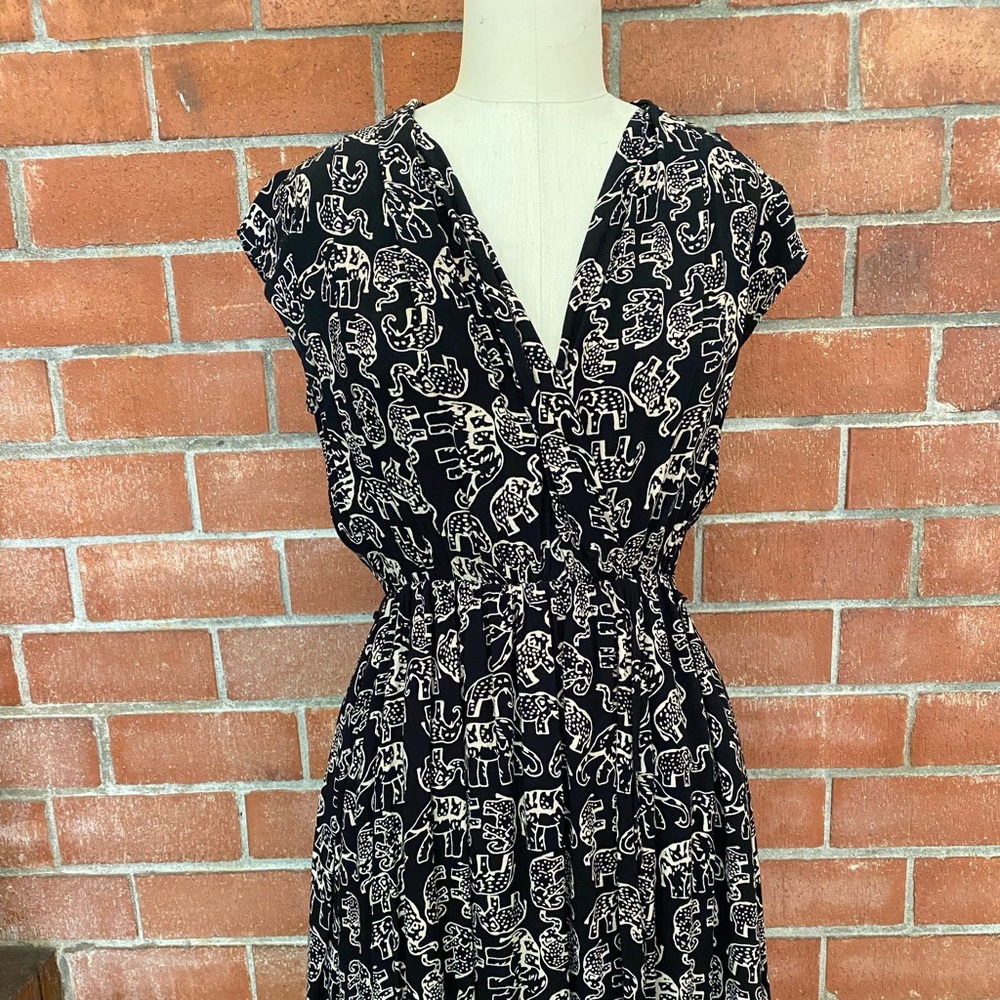 ANTHROPOLOGIE - S - ELEPHANT PRINT WRAP DRESS